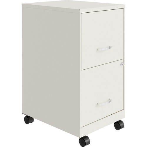 LYS Mobile File Cabinet - 14.3" Width x 18" Depth x 26.5" Height - 2 x Drawer(s) for File, Document - Letter - Glide Suspension, Locking Drawer, Mobility, Pull Handle - White - Baked Enamel - Steel - Recycled - Assembly Required