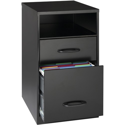 LYS SOHO File Cabinet - 14.3" Width x 18" Depth x 24.5" Height - 2 x Drawer(s) for Accessories, File - Letter - Vertical - Storage Drawer, Pull Handle, Glide Suspension - Black - Baked Enamel - Steel - Recycled