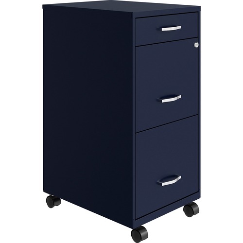 LYS SOHO Mobile File Cabinet - 14.3" Width x 18" Depth x 29.5" Height - 3 x Drawer(s) for File, Accessories - Letter - Glide Suspension, Locking Drawer, Recessed Handle, Mobility, Casters - Blue - Baked Enamel - Steel - Recycled