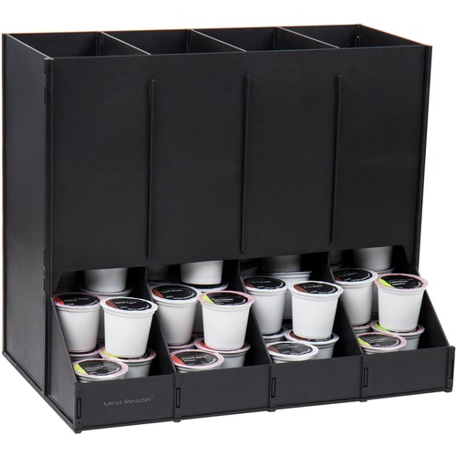Mind Reader Abundant Compact Coffee Pod Dispenser - 4 Compartment(s) - Compact, Heavy Duty, Easy to Clean - Black - Plastic - 1 Each