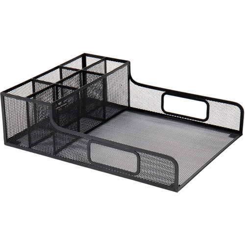 Mind Reader Serving Tray Countertop Organizer - 7 Compartment(s) - 5.5" Height x 11.5" Width14.8" Length%Counter - Portable, Lightweight, Durable, Easy to Clean - Black - Metal Mesh - 1 Each