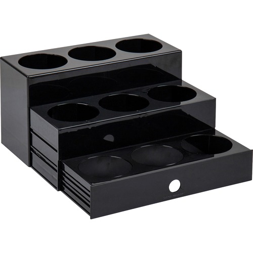 Mind Reader 9-Compartment Nested Syrup Bottle Holder - 9 Compartment(s) - 3 Tier(s) - 7" Height x 5" Width12.5" Length - Easy to Clean, Sliding Tray - Black