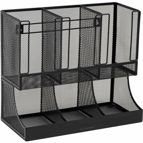 Mind Reader 6-Compartment Coffee Condiment Organizer - 6 Compartment(s) - 2 Tier(s) - 11.1" Height x 12.8" Width6.3" Length%Counter, Desktop, Tabletop - Durable, Lightweight, Easy to Clean, Food Safe - Black - Metal Mesh - 1 Each