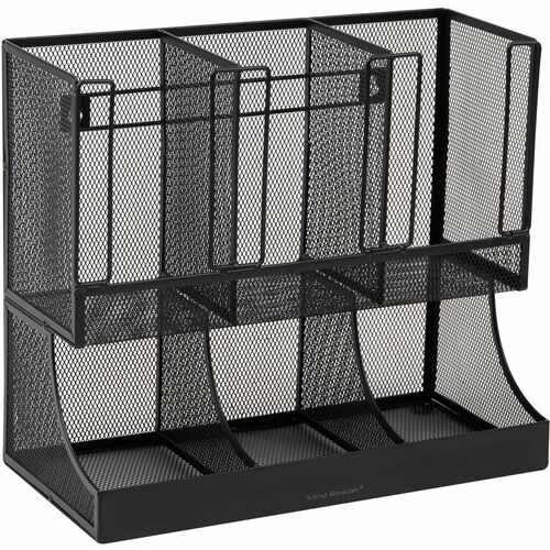 Mind Reader 6-Compartment Coffee Condiment Organizer - 6 Compartment(s) - 2 Tier(s) - 11.05" Height x 12.80" Width6.30" Length - Counter, Desktop, Tabletop - Durable, Lightweight, Easy to Clean, Food Safe - Black - Metal Mesh - 1 Each