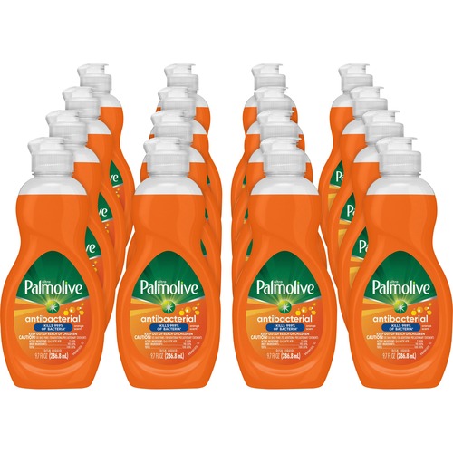 Palmolive Antibacterial Ultra Dish Soap - Concentrate - 9.7 fl oz (0.3 quart) - Mild Citrus Scent - 16 / Carton - Anti-bacterial, Non-abrasive, Phosphate-free, Residue-free - Orange