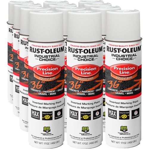 Rust-Oleum Color Precision Line Marking Paint - Liquid - 17 fl oz - 12 / Carton - White