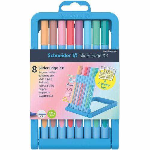 Schneider Slider Edge Pastel XB Ballpoint Pens - Extra Broad Pen Point - 1.4 mm Pen Point Size - Flamingo, Mint, Peach, Lilac, Pink, Baby Blue, Blush - Stainless Steel Tip - 8 / Set
