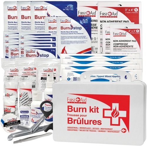 First Aid Central Large Burn Kit - 7" (177.80 mm) Height x 10" (254 mm) Width x 3" (76.20 mm) Depth - Plastic Case