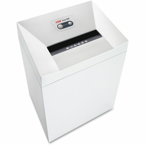 HSM Pure 530 - 1/4" - Continuous Shredder - Strip Cut - 27 Per Pass - for shredding Paper, Staples, Paper Clip, Credit Card, CD, DVD - 0.250" Shred Size - P-2/O-2/T-2/E-2 - 11.81" Throat - 21.10 gal Wastebin Capacity - White - TAA Compliant
