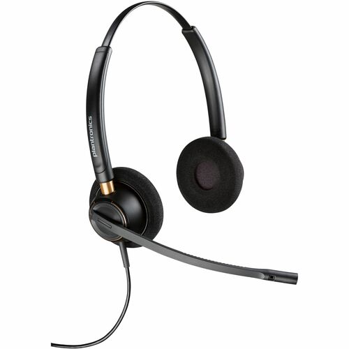 Poly EncorePro HW520 Binaural Headset - Stereo - Mini-phone (3.5mm) - Wired - 20 Hz - 16 kHz - On-ear - Binaural - Ear-cup - 2.58 ft Cable - Omni-directional, Noise Cancelling Microphone - Black