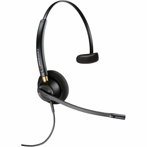 Poly EncorePro HW510 Monoaural Headset - Mono - Mini-phone (3.5mm) - Wired - 20 Hz - 16 kHz - On-ear - Monaural - Ear-cup - 2.58 ft Cable - Omni-directional, Noise Cancelling Microphone - Black