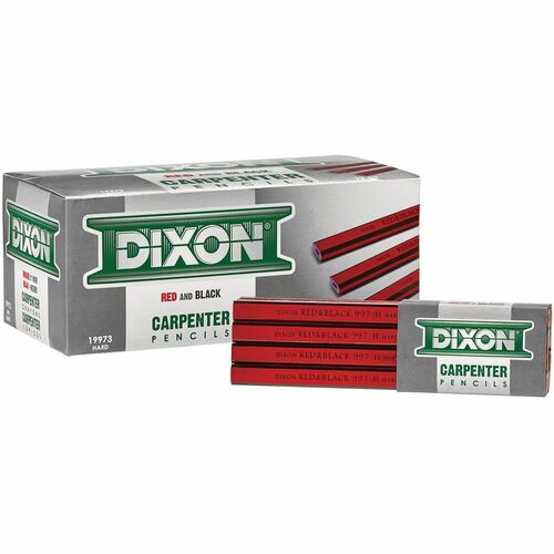 Dixon Industrial Carpenter Pencils - Graphite Lead - Red, Black Barrel - 12 / Box