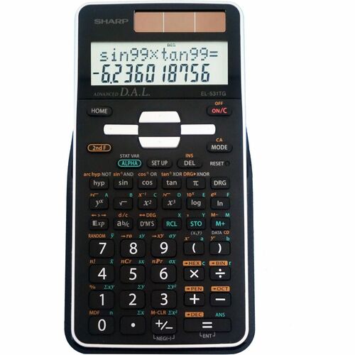 Sharp Scientific Calculator with 2-line Display - 273 Functions - Durable, 3-D Light Reflecting Cover - 2 Line(s) - 12 Digits - LCD - Battery/Solar Powered - Battery Included - 6.4" Height x 3.4" Width x 0.6" Depth - Black - 1 Each