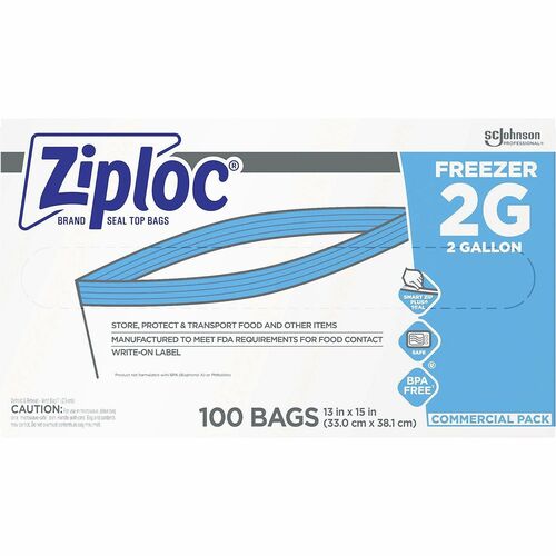 Ziploc® Grip n' Seal Freezer Bags - 2 gal Capacity - 13" Width x 15" Length - Blue - Plastic - 1Carton - Food, Meat, Poultry, Fish