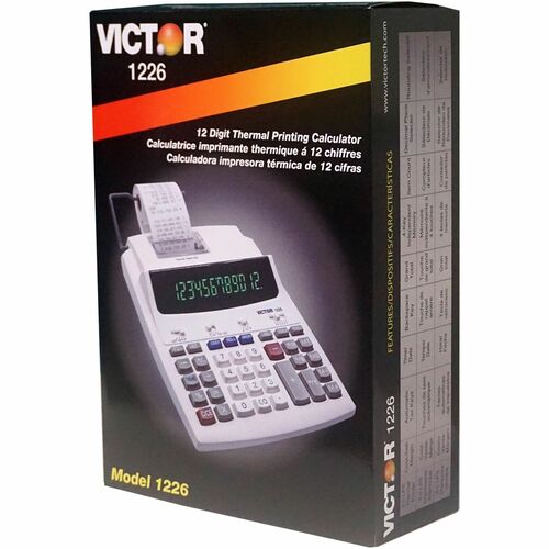 Victor 12-Digit Thermal Printing Calculator - Thermal - 12 Digits - LED - White - 1 Each