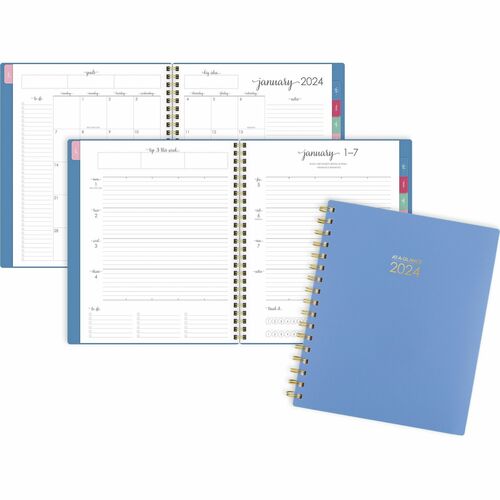 At-A-Glance Harmony Planner - Medium Size - Academic - Weekly, Monthly - 13 Month - January 2024 - January 2025 - 2 Week, 2 Month Double Page Layout - 7" x 8 3/4" Sheet Size - Wire Bound - Blue - Paper - Dated Planning Page, Bleed Resistant, Checklist, Ta