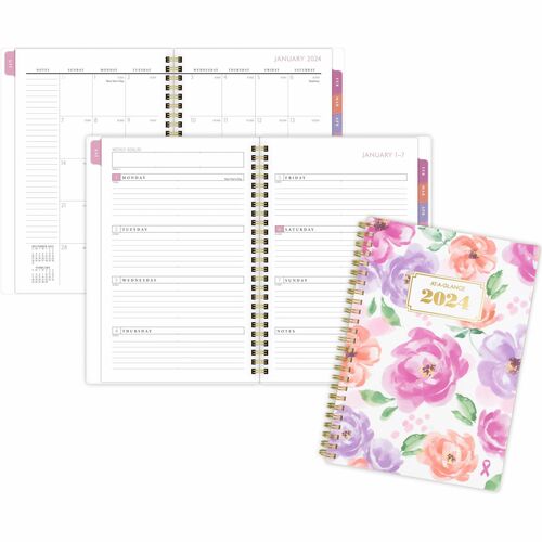 At-A-Glance Badge Collection City of Hope Planner - Small Size - Weekly, Monthly - 13 Month - January 2024 - January 2025 - 5 1/2" x 8 1/2" Sheet Size - Twin Wire - Multi - Paper - Bleed Resistant, Dated Planning Page, Reference Calendar, Durable, Flexibl