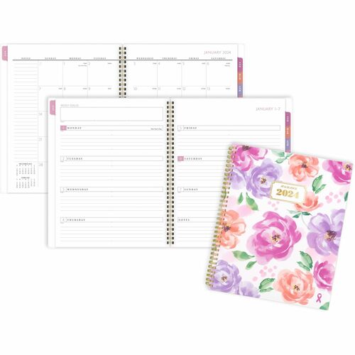 At-A-Glance Badge Collection City of Hope Planner - Large Size - Weekly, Monthly - 13 Month - January 2024 - January 2025 - 8 1/2" x 11" Sheet Size - Twin Wire - Multi - Paper - Bleed Resistant, Dated Planning Page, Reference Calendar, Durable, Flexible, 