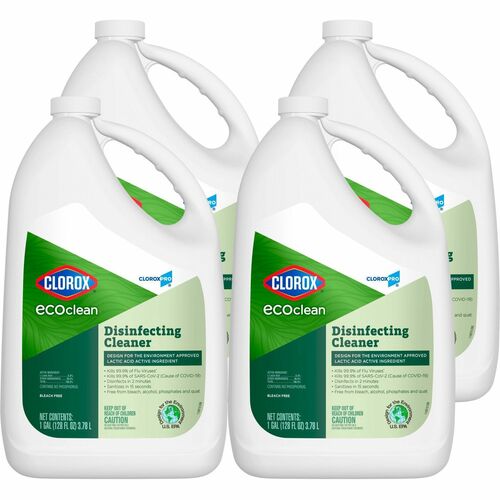 CloroxPro™ EcoClean Disinfecting Cleaner Refill - Ready-To-Use - 128 fl oz (4 quart) - 4 / Carton - Disinfectant, Bleach-free, Alcohol-free, Phosphate-free - Green, White
