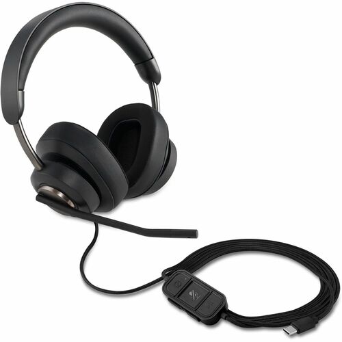Kensington H2000 USB-C Over-Ear Headset - Stereo - USB Type C - Wired - Over-the-ear - Binaural - Circumaural - 6 ft Cable - Noise Cancelling Microphone - Noise Canceling - Black