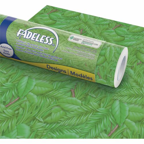 Fadeless Bulletin Board Paper Rolls - Classroom, Door, File Cabinet, School, Home, Office Project, Display, Table Skirting, Party, Decoration - 48" Width x 50 ft Length - 1 Roll - Tropical Foliage - Paper