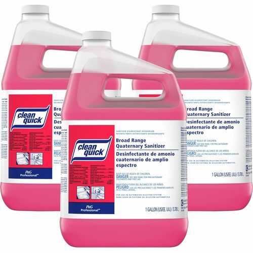 P&G Clean Quick Quaternary Sanitizer - Concentrate - 128 fl oz (4 quart) - 3 / Carton - Rinse-free - Red