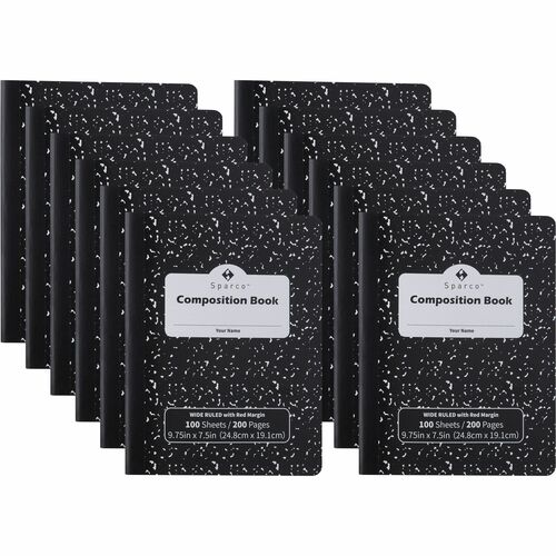Sparco Composition Notebook - 100 Sheets - Letter - Black Cover - 12 / Pack