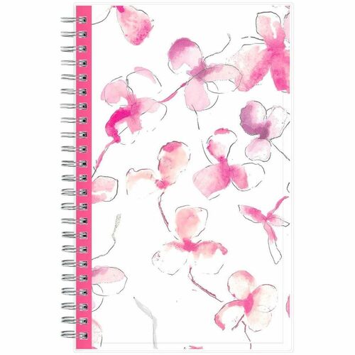 Blue Sky BCA Orchid 2024 Weekly Monthly 5x8 Planning Calendar - Monthly, Weekly - 12 Month - January 2024 - December 2024 - 1 Week, 1 Month Double Page Layout - 5" x 8" Sheet Size - Twin Wire - White - Clear Cover - 5" Height x 8" Width - Flexible Cover, 