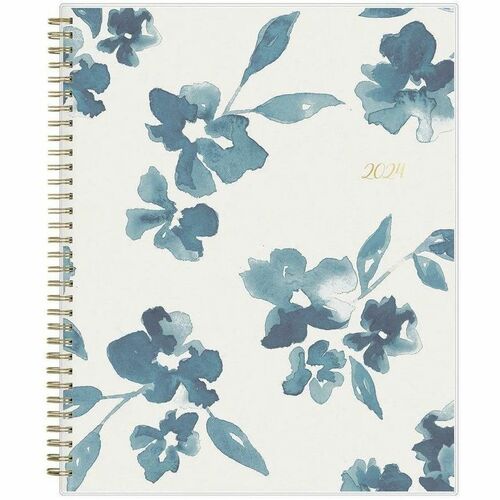 Blue Sky Bakah Blue 2024 Weekly Monthly 8.5x11 Planning Calendar - Weekly, Monthly - 12 Month - January 2024 - December 2024 - 1 Week, 1 Month Double Page Layout - 8 1/2" x 11" Sheet Size - Twin Wire - Blue, Cream, White - Frosted Cover - 11" Height x 8.5