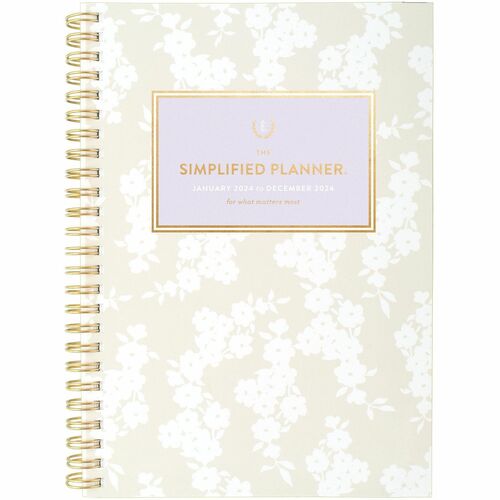 Emily Ley Simplified Planner - Small Size - Weekly, Monthly - 12 Month - January 2024 - December 2024 - 1 Week, 1 Month Double Page Layout - 5 1/2" x 8 1/2" White Sheet - Wire Bound - White CoverDate Indicator, Monthly Tab, Tabbed, Durable, Appointment Sc