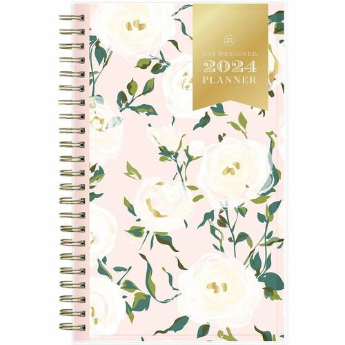 Day Designer Coming Up Roses Blush 2024 Weekly Monthly 5x8 Planning Calendar - Weekly, Monthly - January 2024 - December 2024 - 1 Week, 1 Month Double Page Layout - 5" x 8" Sheet Size - White - Paper - Clear Cover - 5" Height x 8" Width - To-do List, Sche