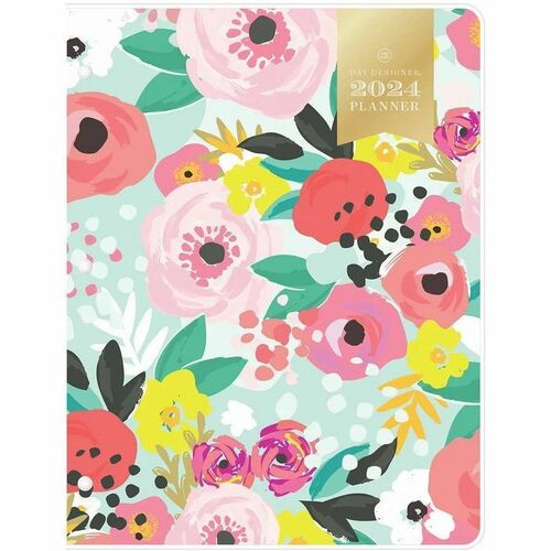 Day Designer Secret Garden Mint 2024 Monthly 8.5x11 Planning Calendar - Large Size - Monthly - 12 Month - January 2024 - December 2024 - 1 Month Double Page Layout - 8 1/2" x 11" Sheet Size - Stapled - Multicolor - Paper - Clear Cover - 11" Height x 8.5" 