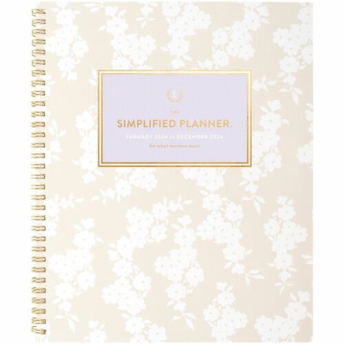 Emily Ley Simplified Planner - Large Size - Monthly - 12 Month - January 2024 - December 2024 - 1 Month Double Page Layout - 8 1/2" x 11" White Sheet - Wire Bound - White CoverDate Indicator, Monthly Tab, Tabbed, Durable, Appointment Schedule, Flexible Co