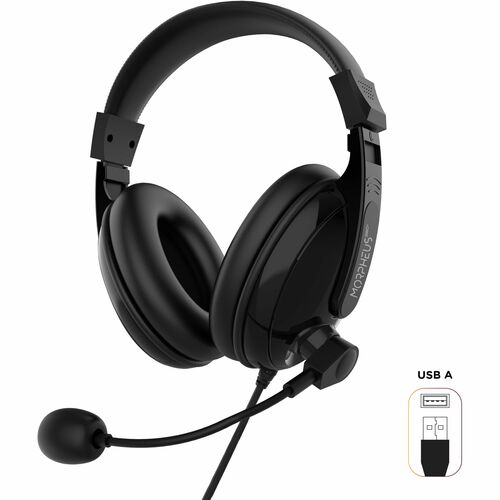 Morpheus 360 Multimedia Stereo USB Headset with Microphone - Stereo - USB Type A - Wired - 32 Ohm - 20 Hz - 20 kHz - Over-the-head - Binaural - Ear-cup - 8 ft Cable - Omni-directional Microphone - Black