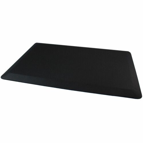 Floortex Black Standing Comfort Mat - 16" x 24" - 24" Length x 16" Width x 0.800" Depth x 0.800" Thickness - Rectangular - Polyester, Polyurethane - Black - 1 Each