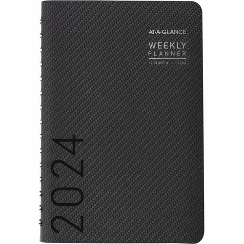 At-A-Glance Contemporary 2024 Weekly Monthly Planner, Charcoal, Small, 5" x 8" - Small - Professional - Julian Dates - Weekly, Monthly - January 2024 to December 2024 - 1 Week, 1 Month Double Page Layout - 5" x 8" Sheet Size - White Sheet - Wire Bound - G