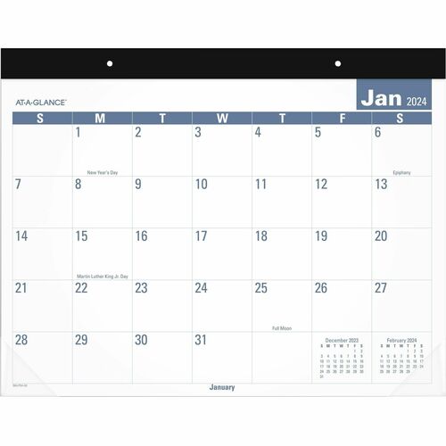 2024 AT-A-GLANCE® Easy To Read Desk Pad Calendar, 21-3/4" x 17", January To December 2024, SKLP2432 - Standard Size - Monthly - 12 Month - January 2024 - December 2024 - 1 Month Single Page Layout - 17" x 21 3/4" White Sheet - Headband - Des