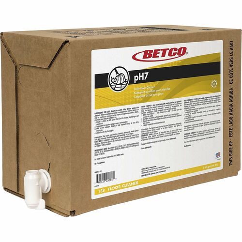 Betco pH7 Floor Cleaner - Concentrate - 640 fl oz (20 quart) - 6.5 to 8.5 pH - Lemon Scent - pH Neutral, Water Soluble, Film-free, Haze-free - Clear, Yellow Bag - 1.0 Each