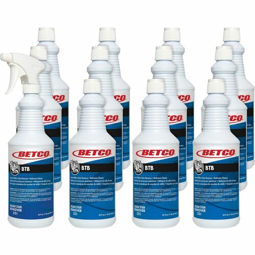 Betco BTB Instant Mildew Stain Remover - Concentrate - 32 oz (2 lb) - 12 / Carton - Amber