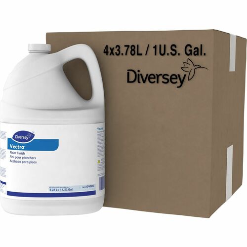 Diversey Vectra Floor Finish - Ready-To-Use - 128 fl oz (4 quart) - Ammonia Scent - 4 Pack - Durable, Dirt Resistant, Black Mark Resistant, Scratch Resistant, Scuff Resistant - Off White