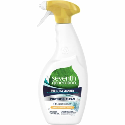 Seventh Generation Natural Tub and Tile Cleaner - Concentrate - 26 fl oz (0.8 quart) - Emerald Cypress & Fir Scent Width - 1 Each - Non-toxic, Fume-free, Bio-based, Kosher, Dye-free, Gluten-free, Chlorine-free, Bleach-free - White, Multi