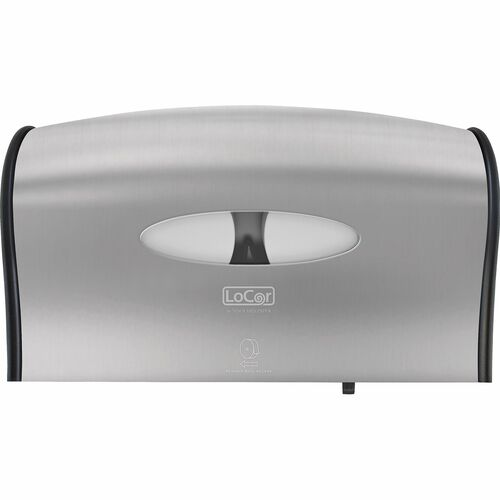 LoCor Jumbo Twin Bath Tissue Dispenser - Roll Dispenser - 12.3" Height x 20.3" Width x 5.2" Depth - Plastic - Stainless Steel - Key Lock, See Through Window - 1