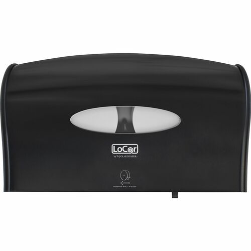 LoCor Jumbo Twin Bath Tissue Dispenser - Roll Dispenser - 12.3" Height x 20.3" Width x 5.2" Depth - Plastic - Black - Key Lock, See Through Window - 1 Each