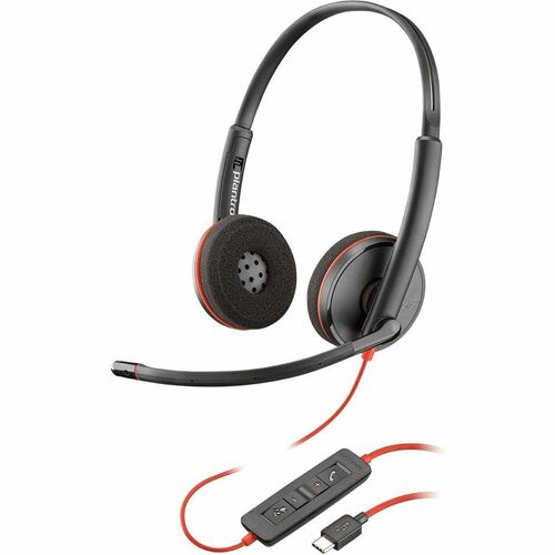 Poly Blackwire C3220 Headset - Microsoft Teams Certification - Stereo - Mini-phone (3.5mm), USB Type C - Wired - 32 Ohm - 20 Hz - 20 kHz - Over-the-head, Over-the-ear - Binaural - Supra-aural - 5.28 ft Cable - Noise Cancelling Microphone