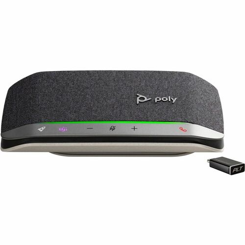 Poly Sync 20+ M Speakerphone - Wired/Wireless Bluetooth - Microsoft Teams, Zoom - 3 x Bi-directional Microphone(s) - 40 mm Speaker(s) - Silver