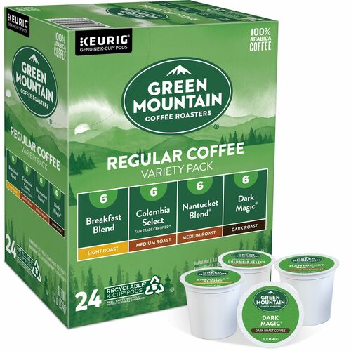 Green Mountain Coffee Roasters® K-Cup Regular Coffee Variety Pack - Compatible with Keurig Brewer - Light/Medium/Dark - 24 / Box