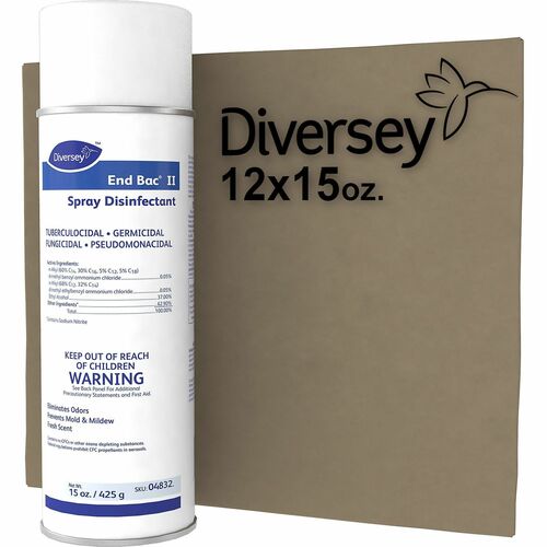 Diversey End Bac II Spray Disinfectant - Ready-To-Use - 15 oz (0.94 lb) - Fresh Scent - 12 / Carton - Fungicide, Tuberculocide, Fungi Resistant, Mold Resistant, Mildew Resistant - Colorless