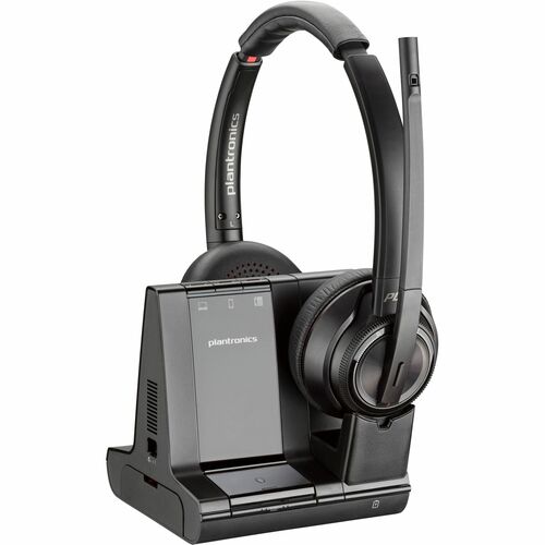 Poly Savi 8220-M Office Stereo DECT 1920-1930 MHz Headset TAA - Microsoft Teams Certification - Stereo - Wireless - Bluetooth/DECT - 590 ft - 32 Ohm - 20 Hz - 20 kHz - On-ear, Over-the-head - Binaural - Ear-cup - Noise Cancelling Microphone - Black - TAA 