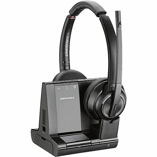 Poly Savi 8200 Office Stereo Headset - Microsoft Teams Certification - Stereo - Wireless - DECT - 590 ft - 32 Ohm - 20 Hz - 20 kHz - On-ear - Binaural - Ear-cup - Noise Cancelling Microphone - Black