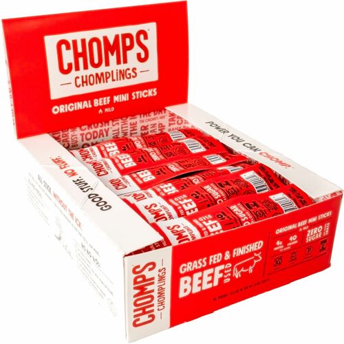 CHOMPS Chomplings Snack Sticks - Gluten-free, No Added Harmones - Original Beef Jerky, Spicy - 0.50 oz - 24 / Pack